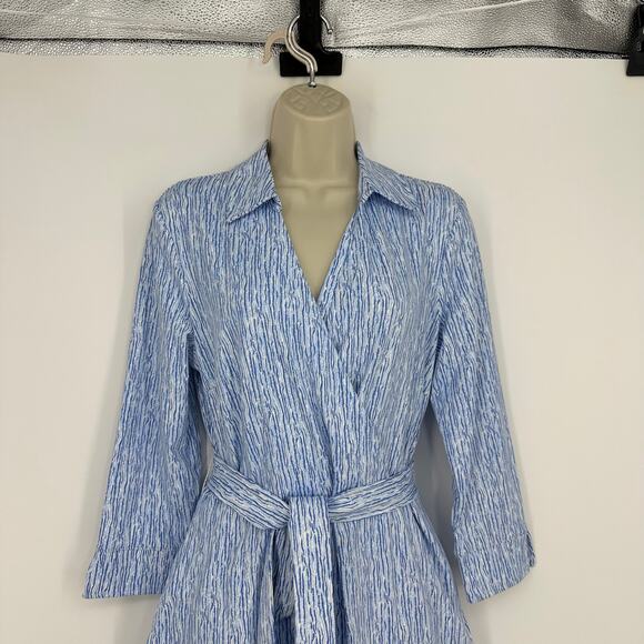 J.McLaughlin Women’s Verte Dress Size M Midi White Blue Catalina Cloth Coastal - Picture 4 of 16